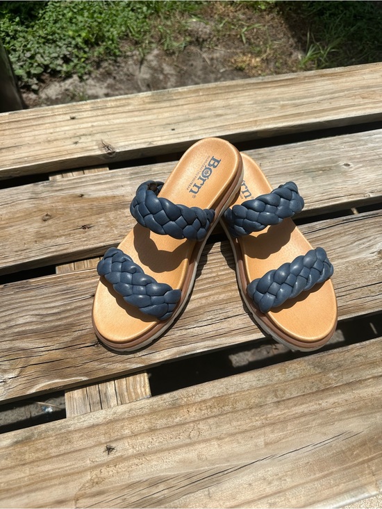 Born Shoes - Born Navy Braided Double-Strap Slide Sandals